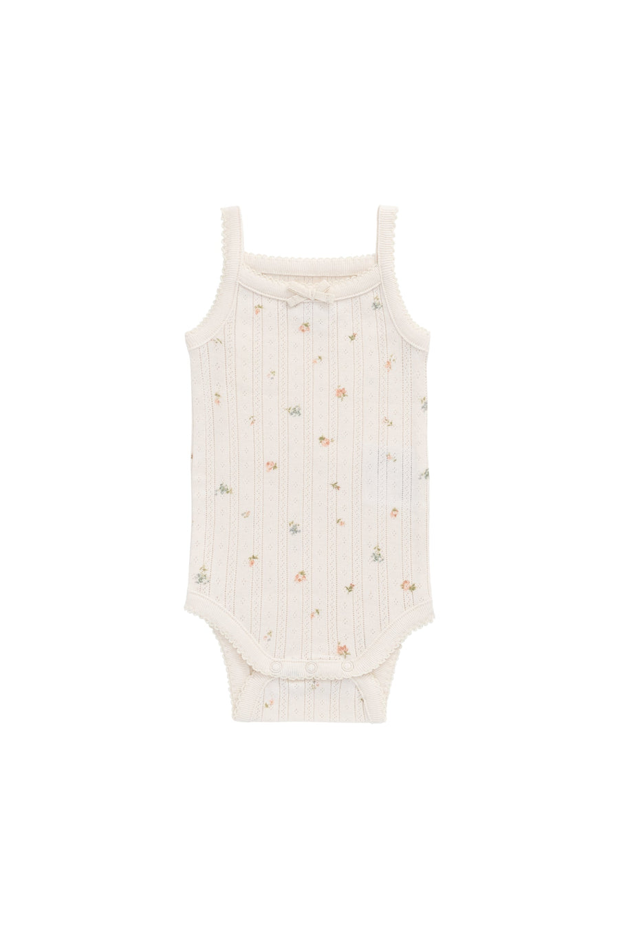 Organic Cotton Pointelle Singletsuit - Sweet Magnolia Simple Childrens Bodysuit from Jamie Kay Australia