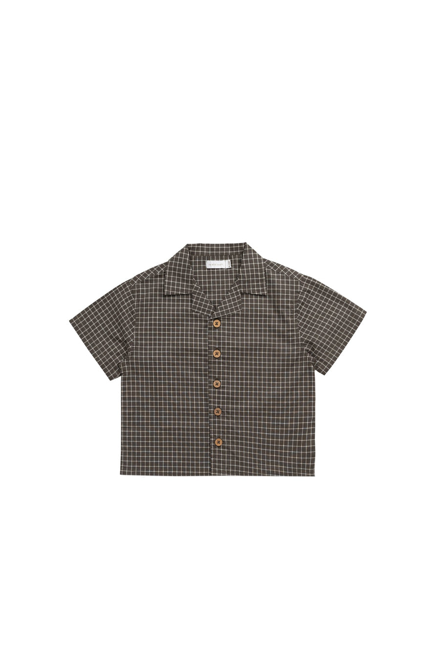 Organic Cotton Silas Shirt - Coffee Grid Childrens Shirt from Jamie Kay Australia