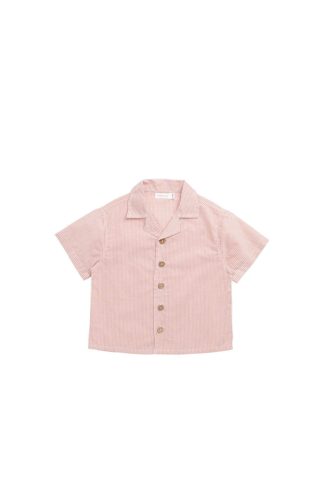Organic Cotton Silas Shirt - Terracotta Stripe Terracotta/Egret Childrens Shirt from Jamie Kay Australia
