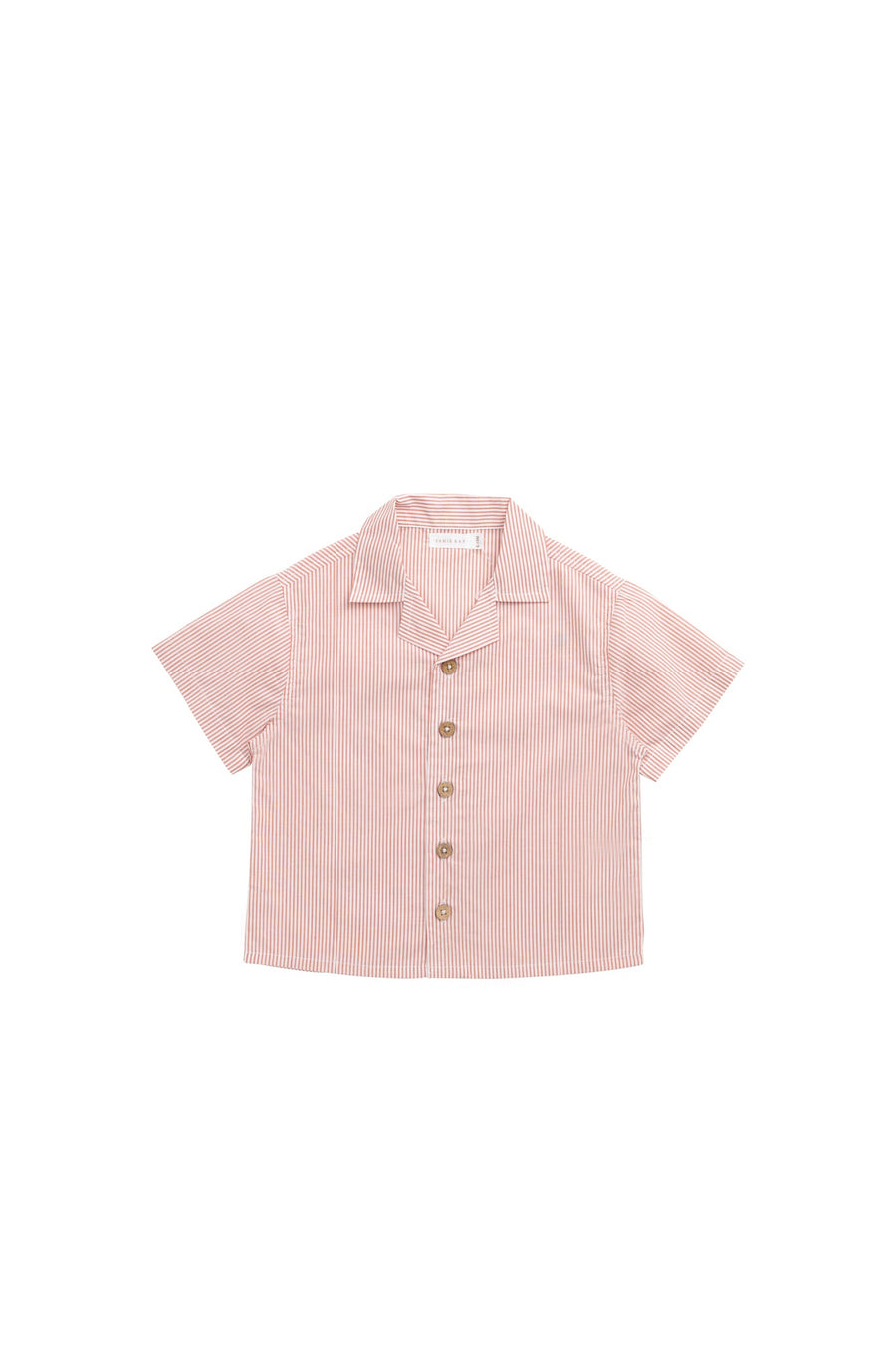 Organic Cotton Silas Shirt - Terracotta Stripe Terracotta/Egret Childrens Shirt from Jamie Kay Australia