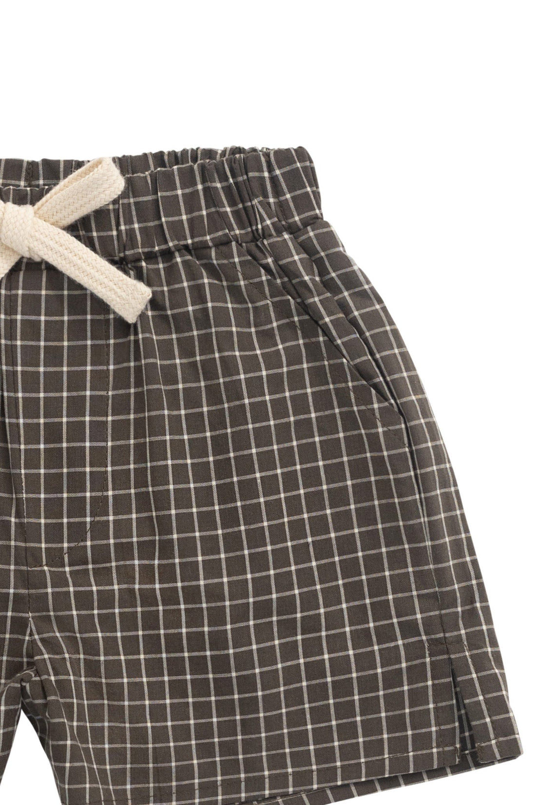 Organic Cotton Silas Short - Coffee Grid Childrens Short from Jamie Kay Australia
