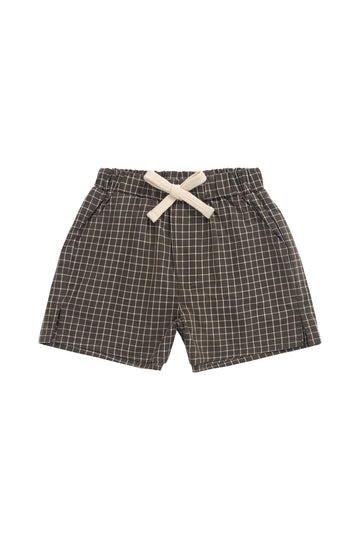 Organic Cotton Silas Short - Coffee Grid Childrens Short from Jamie Kay Australia