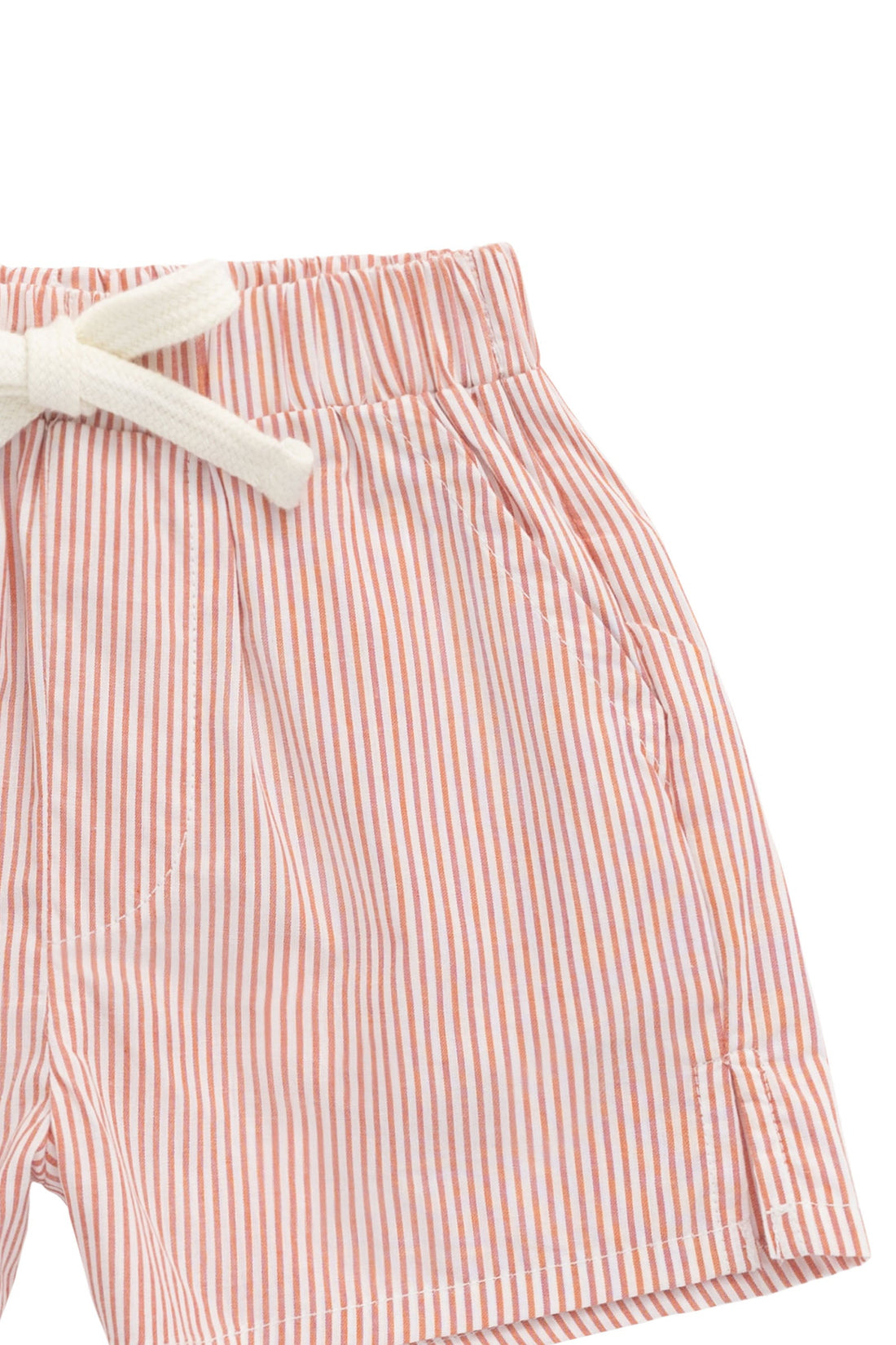 Organic Cotton Silas Short - Terracotta Stripe Terracotta/Egret Childrens Short from Jamie Kay Australia
