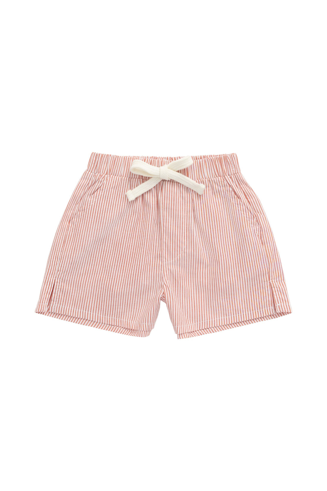 Organic Cotton Silas Short - Terracotta Stripe Terracotta/Egret Childrens Short from Jamie Kay Australia