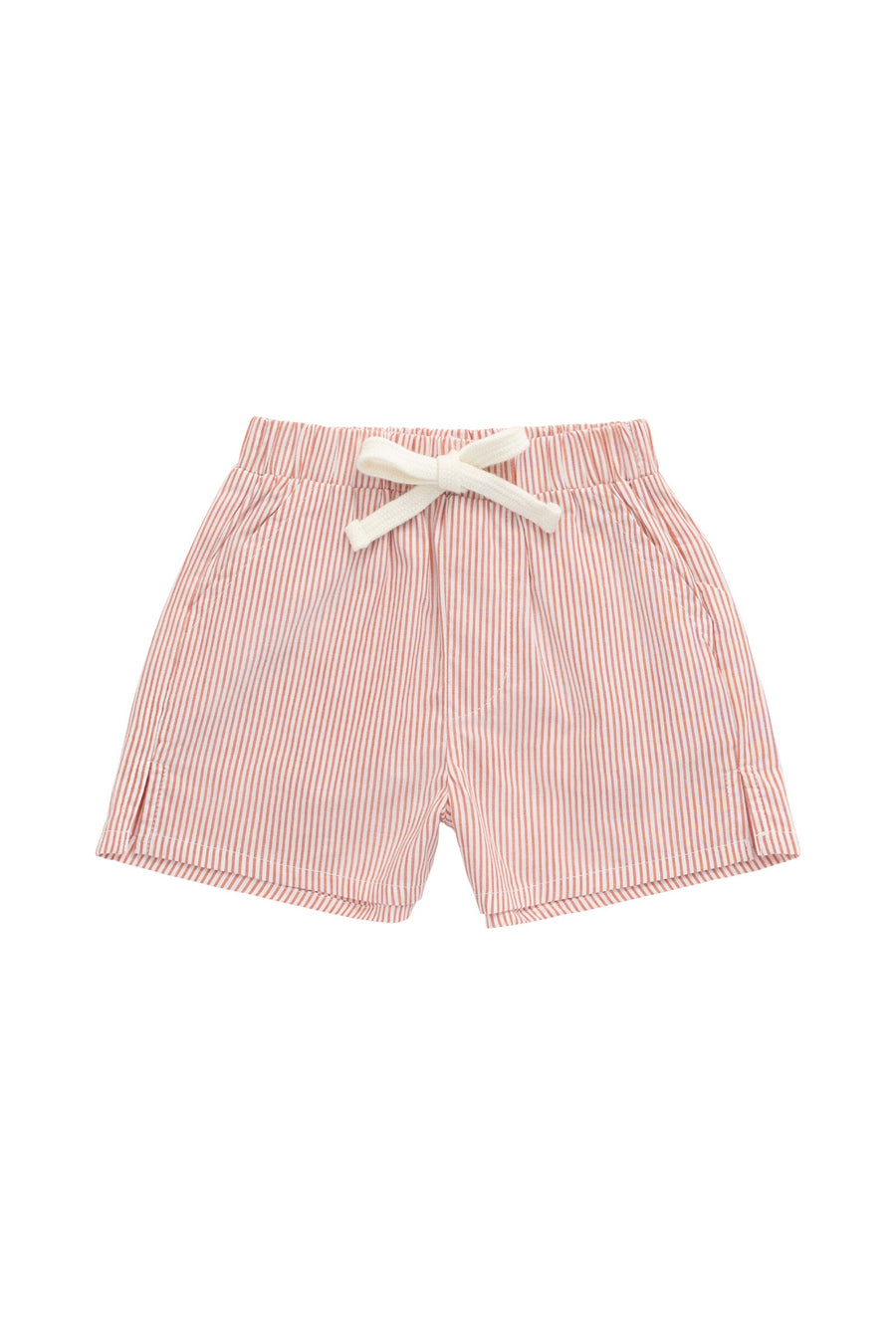 Organic Cotton Silas Short - Terracotta Stripe Terracotta/Egret Childrens Short from Jamie Kay Australia