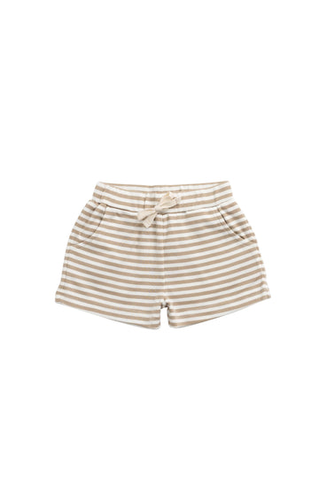 Pima Cotton Wesley Short - Slim Stripe Brioche/Cloud Childrens Short from Jamie Kay Australia