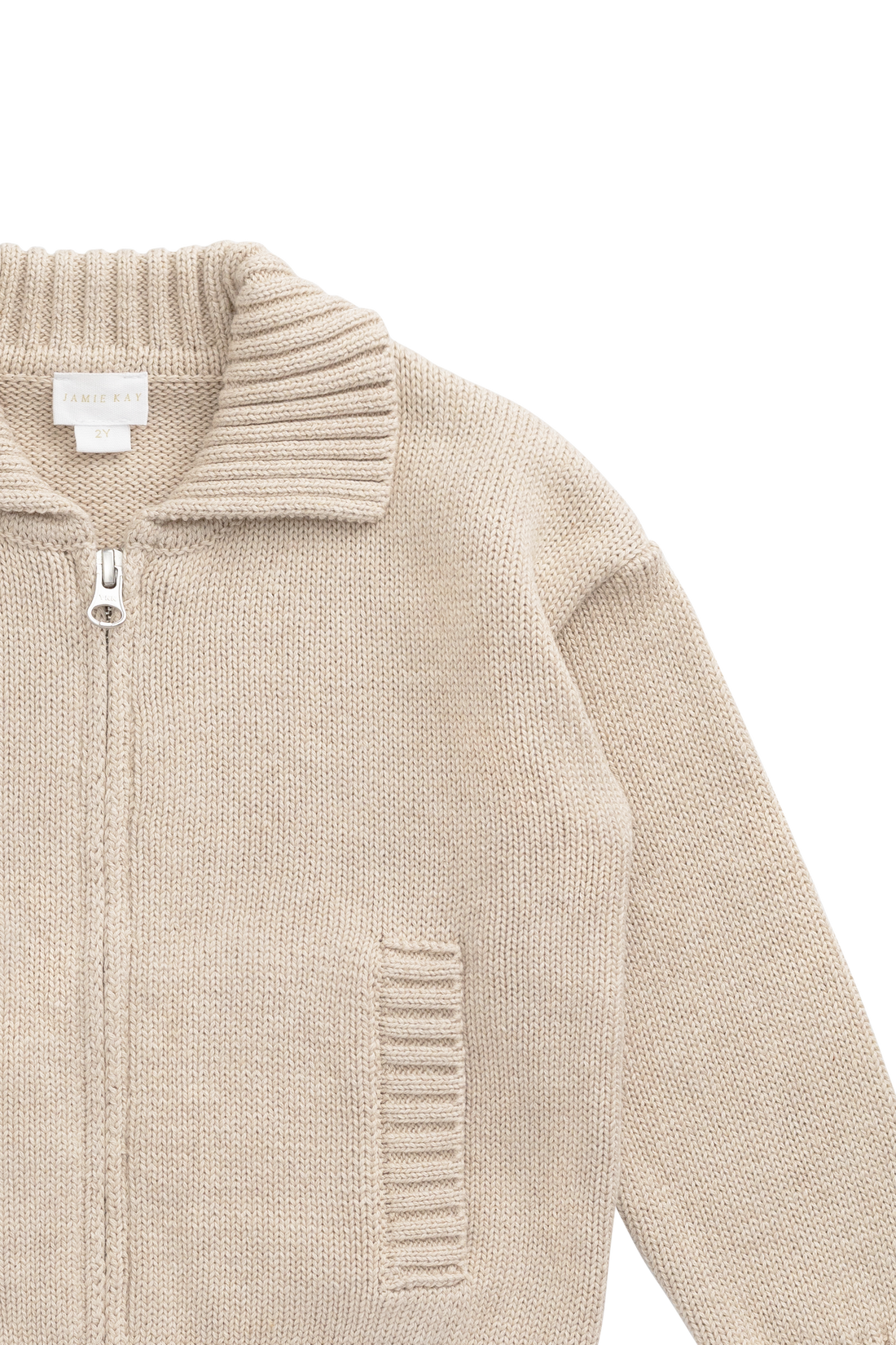 Charlie Zip-Up Cardigan - Wheat Childrens Cardigan from Jamie Kay Australia
