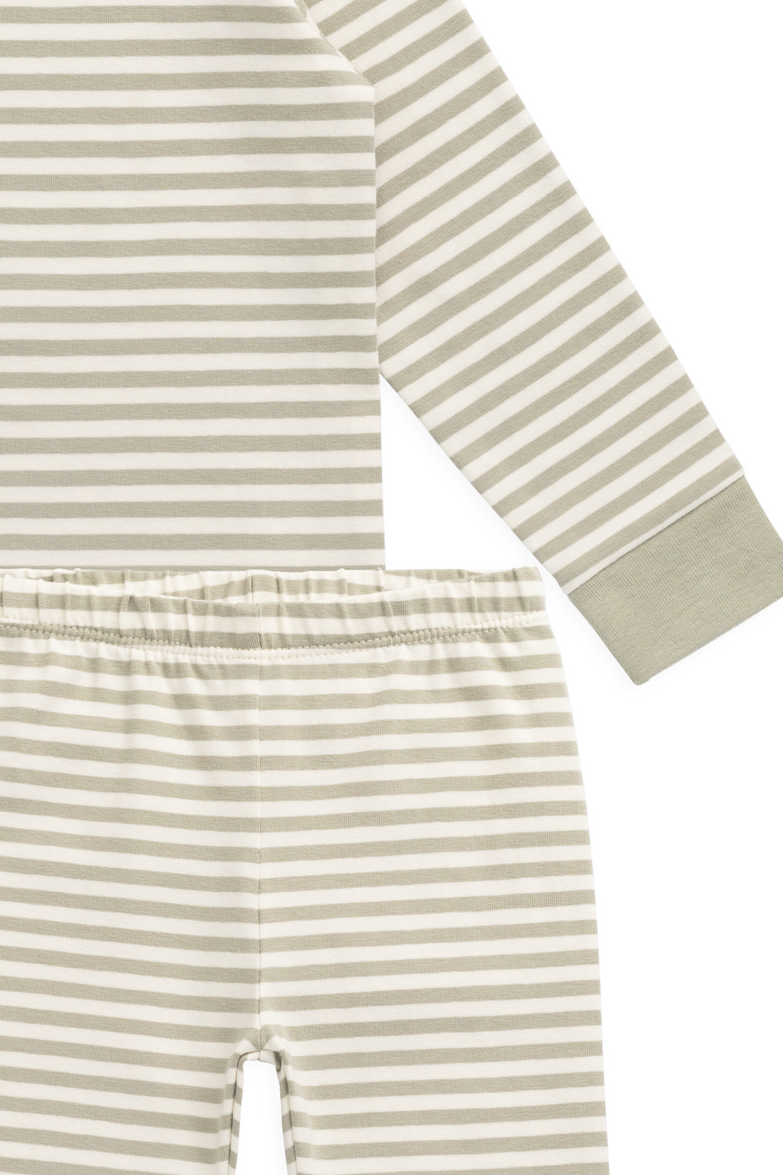Organic Cotton Amory Long Sleeve Pyjama Set - Narrow Stripe Lichen/Cloud Childrens Pyjamas from Jamie Kay Australia