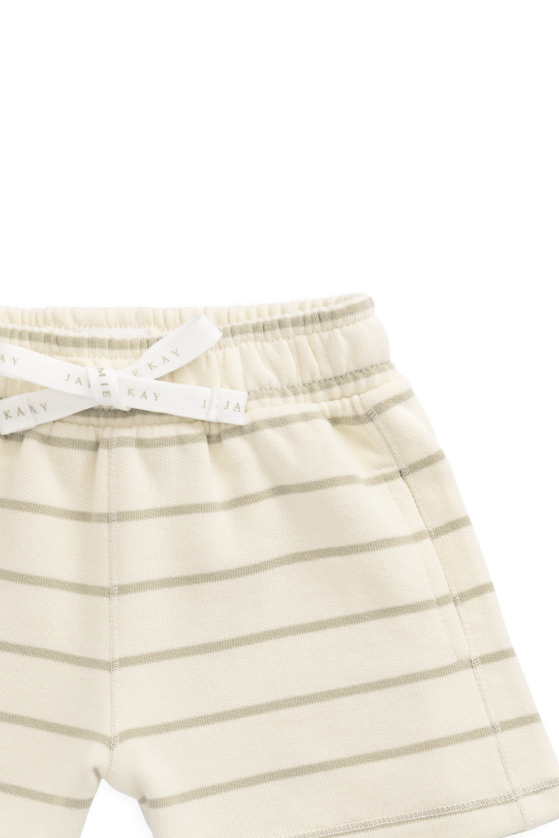 Organic Cotton Jalen Short - Horizon Stripe Lichen/Cloud Childrens Shorts from Jamie Kay Australia