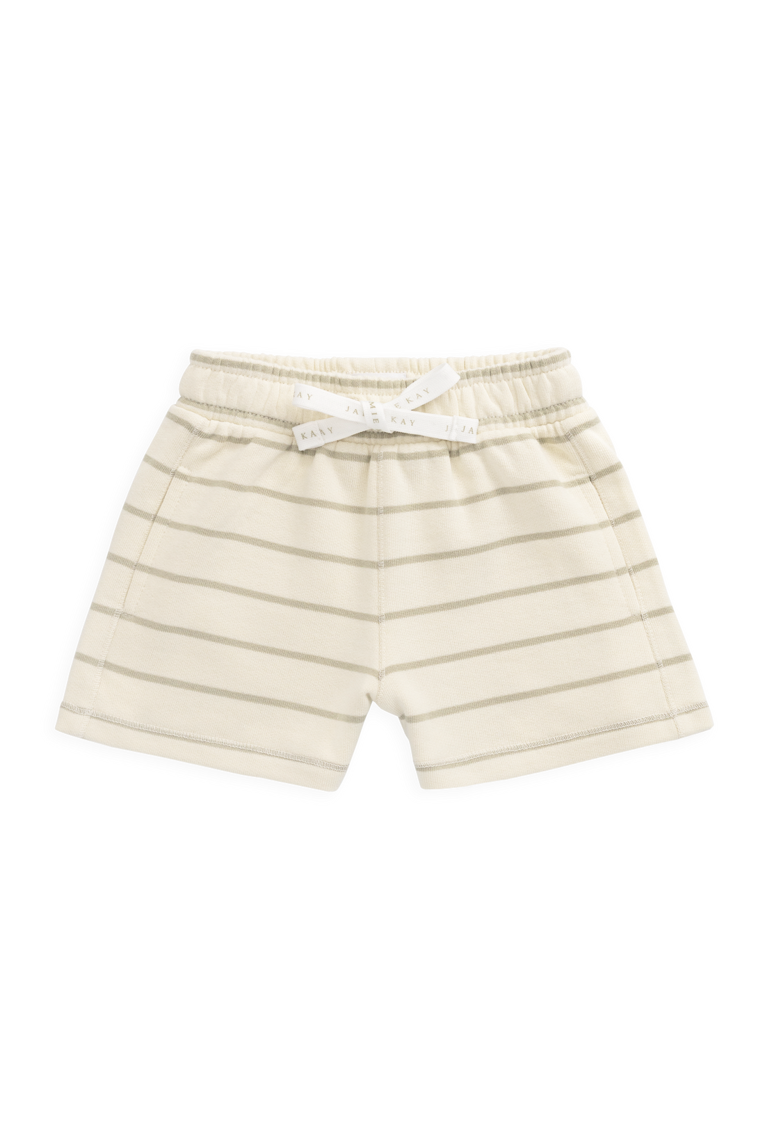 Organic Cotton Jalen Short - Horizon Stripe Lichen/Cloud Childrens Shorts from Jamie Kay Australia