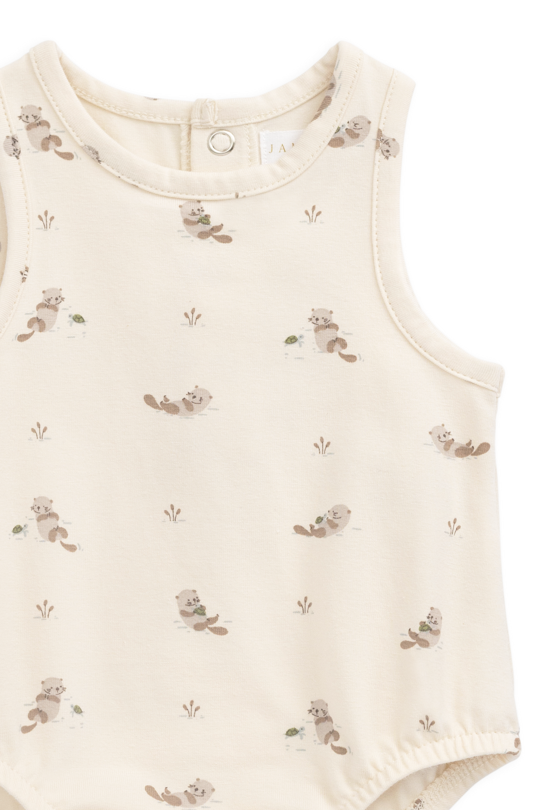 Organic Cotton Lionel Playsuit - Otter Buddies Tofu Childrens Playsuit from Jamie Kay Australia