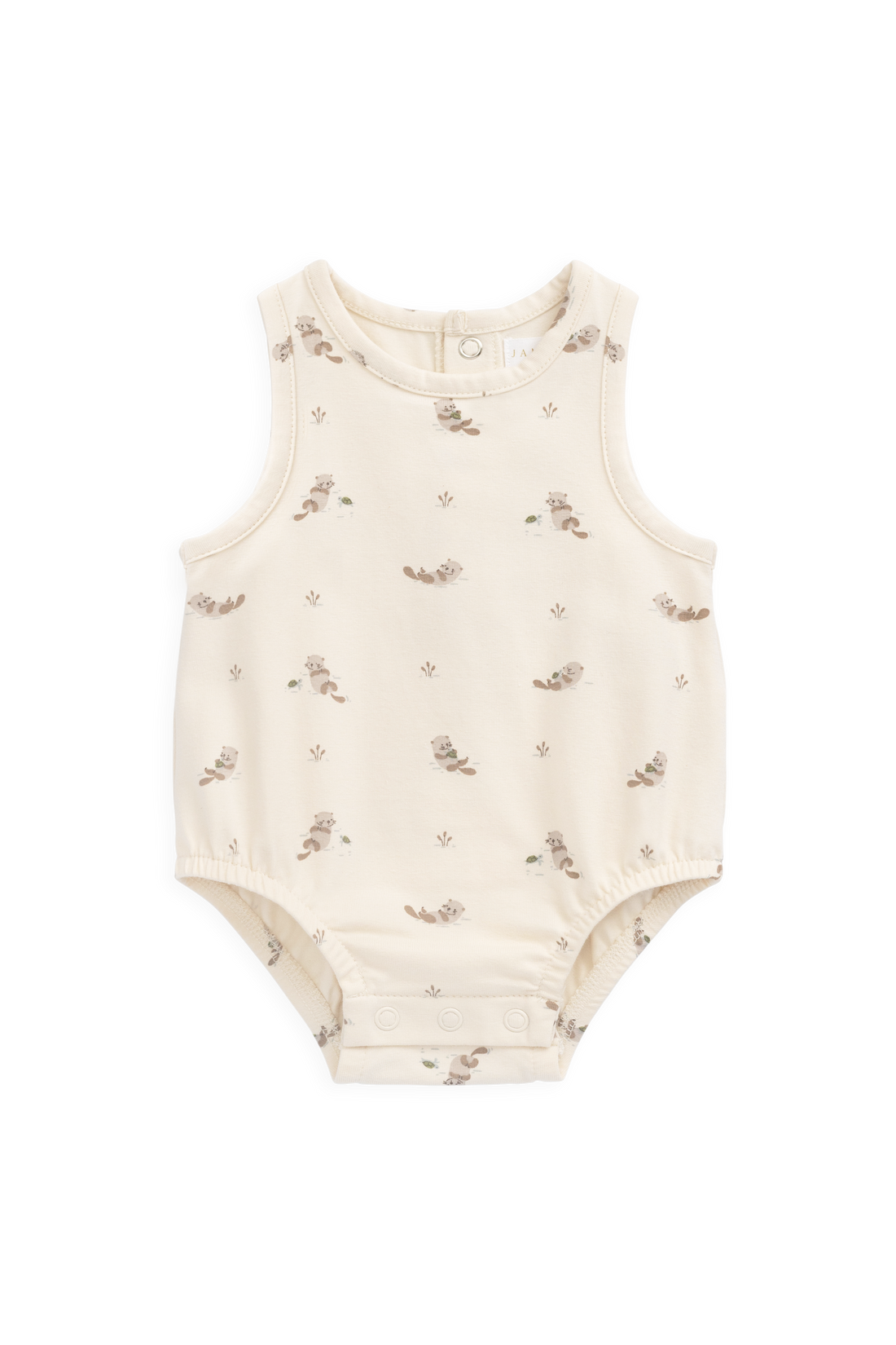 Organic Cotton Lionel Playsuit - Otter Buddies Tofu Childrens Playsuit from Jamie Kay Australia