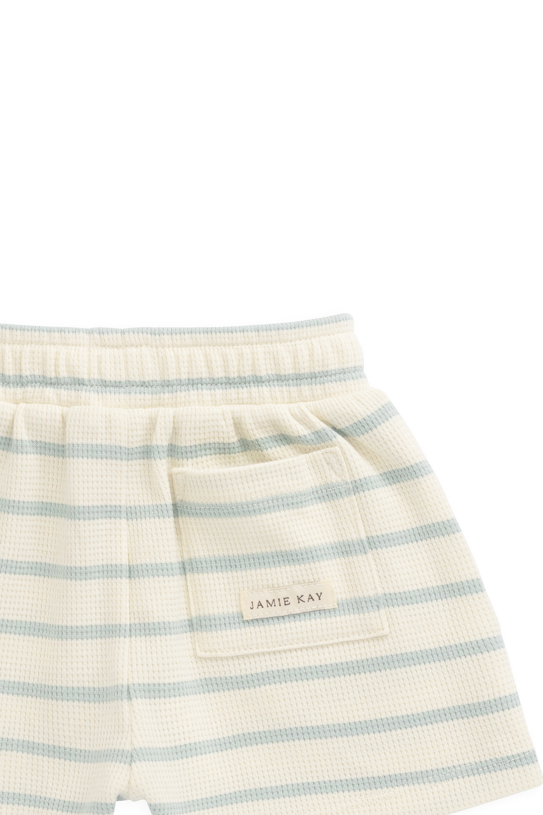 Organic Cotton Waffle Leith Short - James Stripe Reef/Cloud Childrens Shorts from Jamie Kay Australia