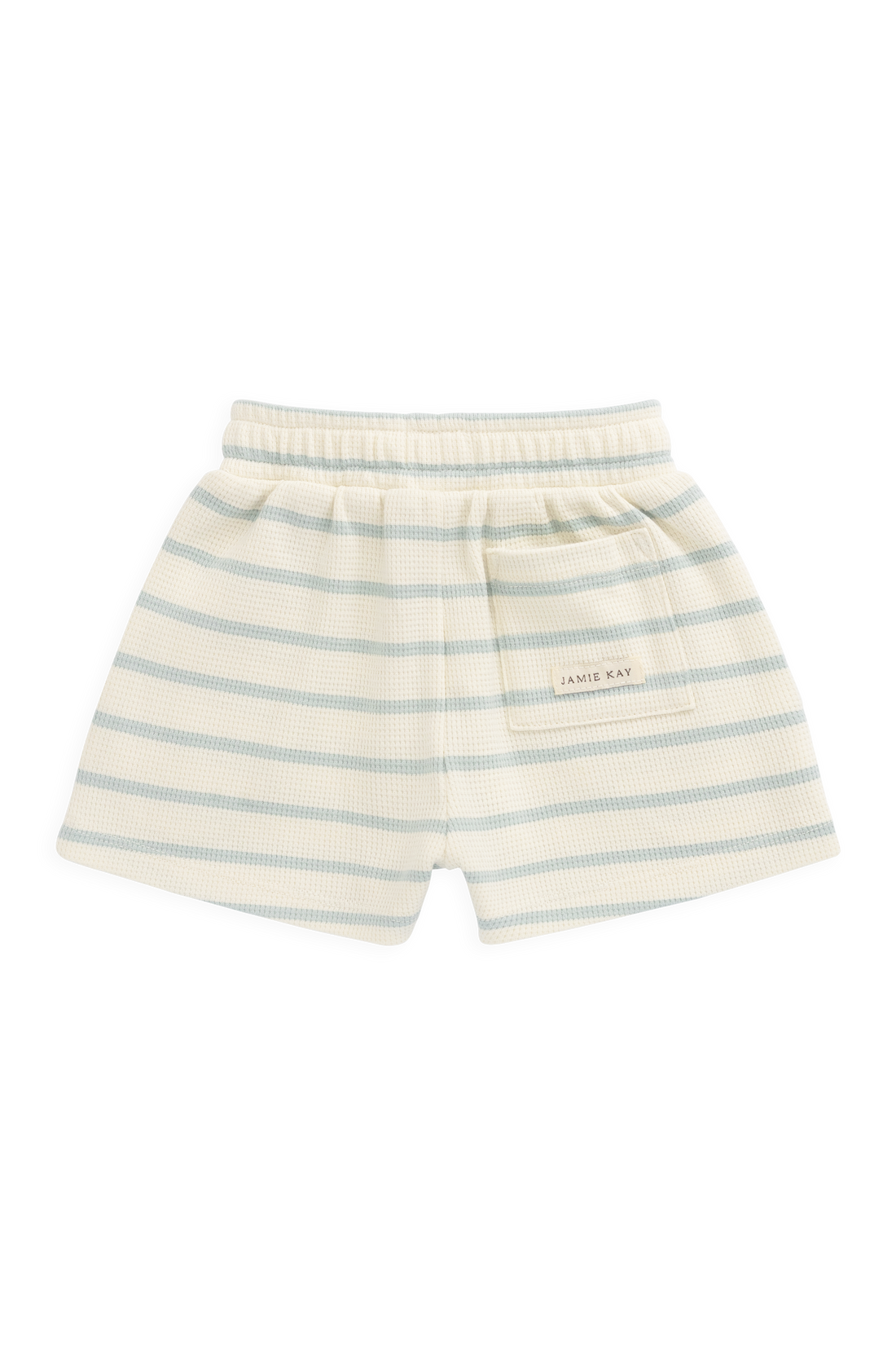 Organic Cotton Waffle Leith Short - James Stripe Reef/Cloud Childrens Shorts from Jamie Kay Australia