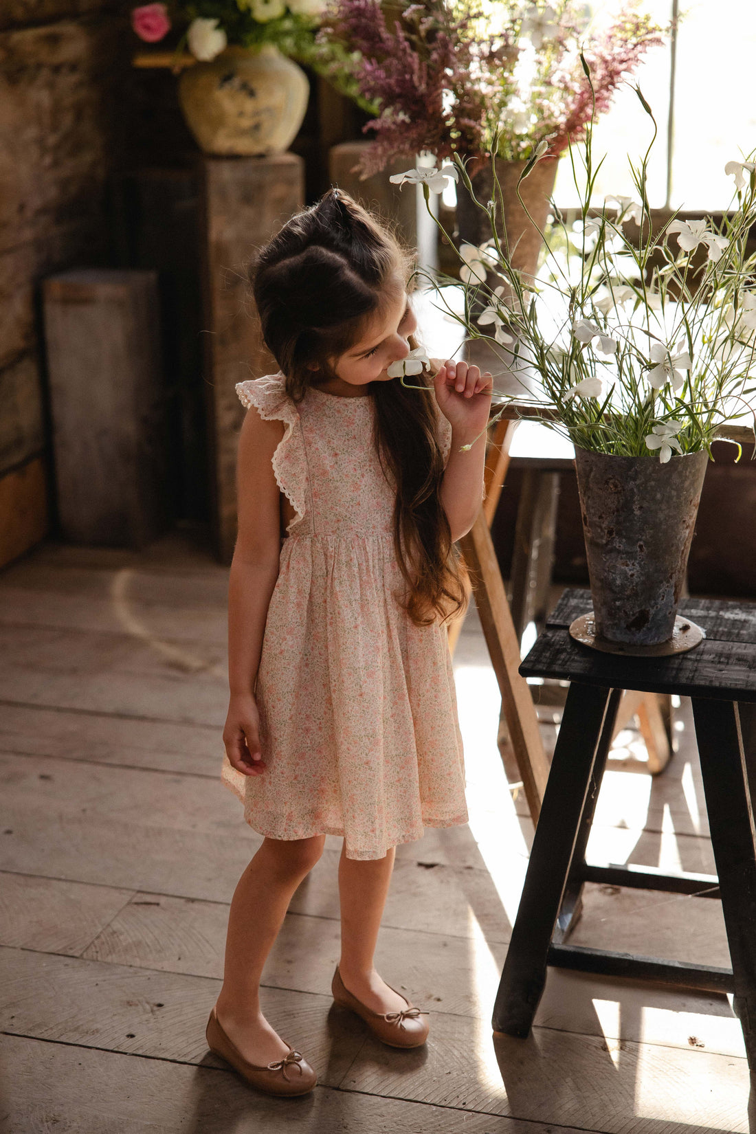 Organic Cotton Helene Dress - Flora Pink Childrens Dress from Jamie Kay Australia