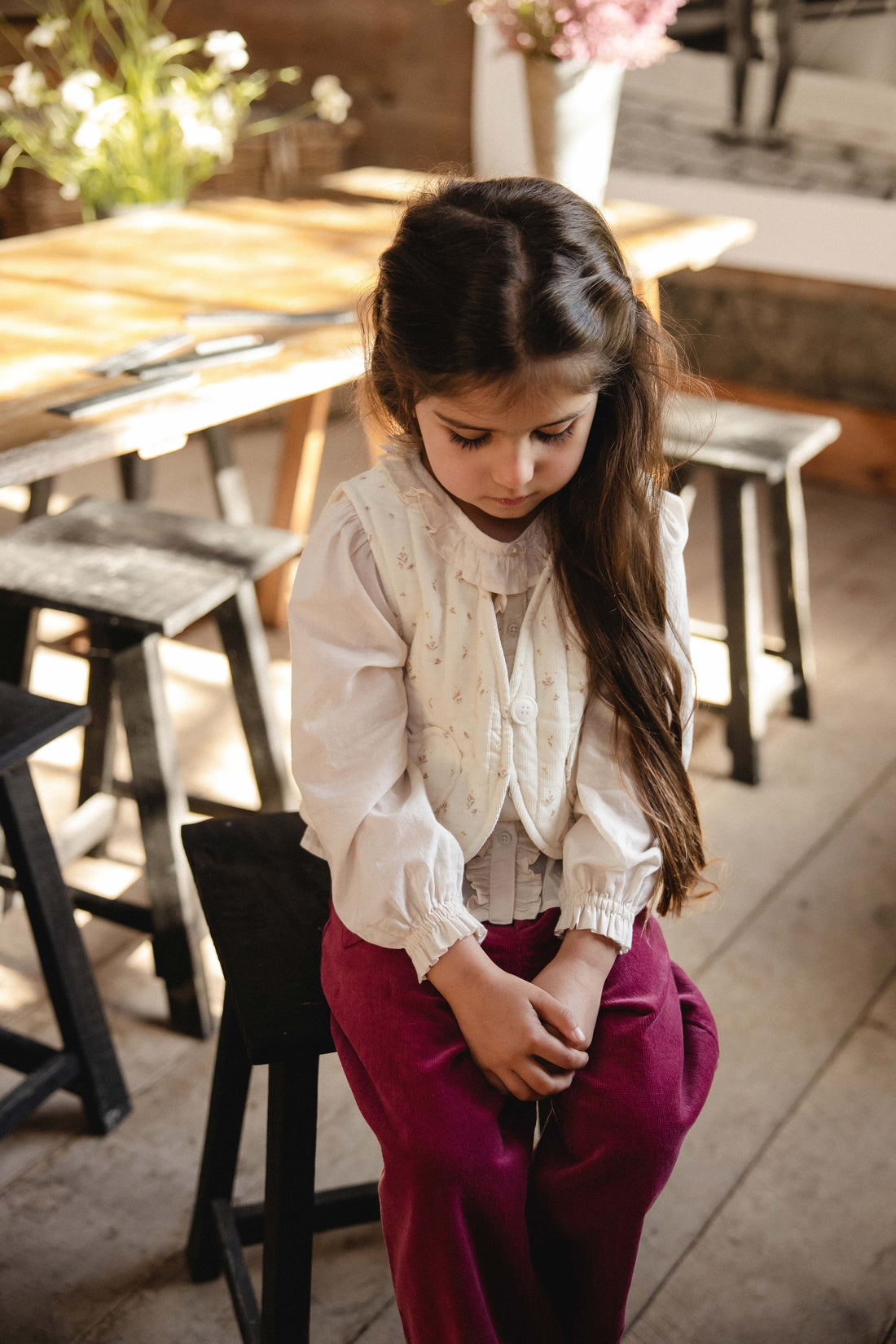Organic Cotton Maylah Blouse - Vanilla Childrens Top from Jamie Kay Australia