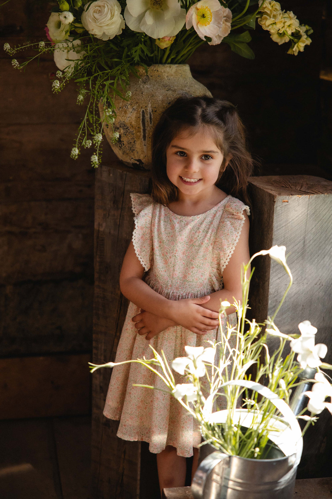 Organic Cotton Helene Dress - Flora Pink Childrens Dress from Jamie Kay Australia