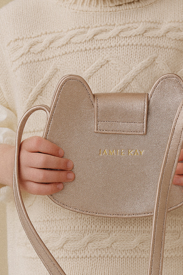 Jamie Kay Leather Suede Shoulder Bag - Rose Gold Childrens Bag from Jamie Kay Australia