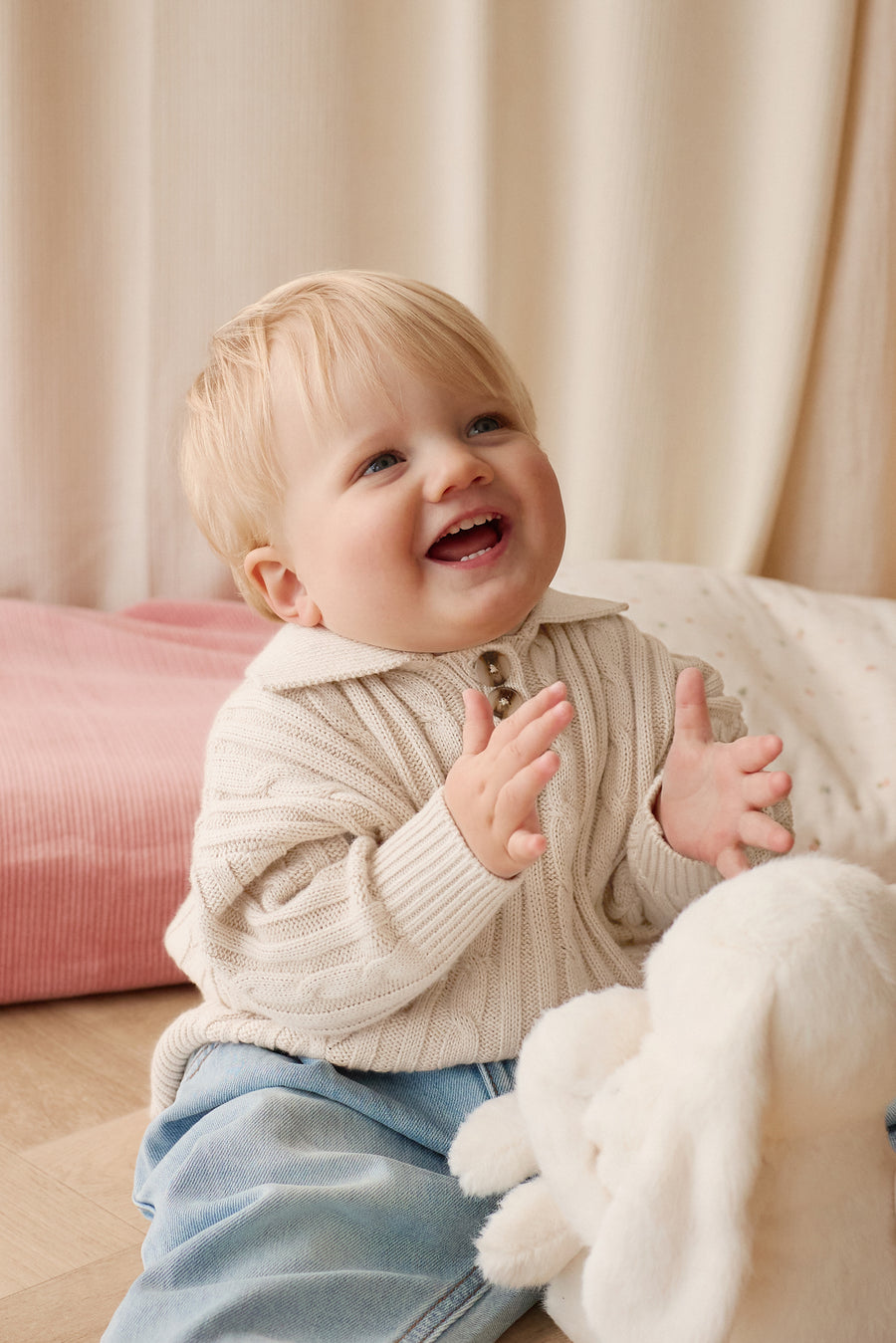 Wade Knitted Jumper - Cloud Childrens Hat from Jamie Kay Australia