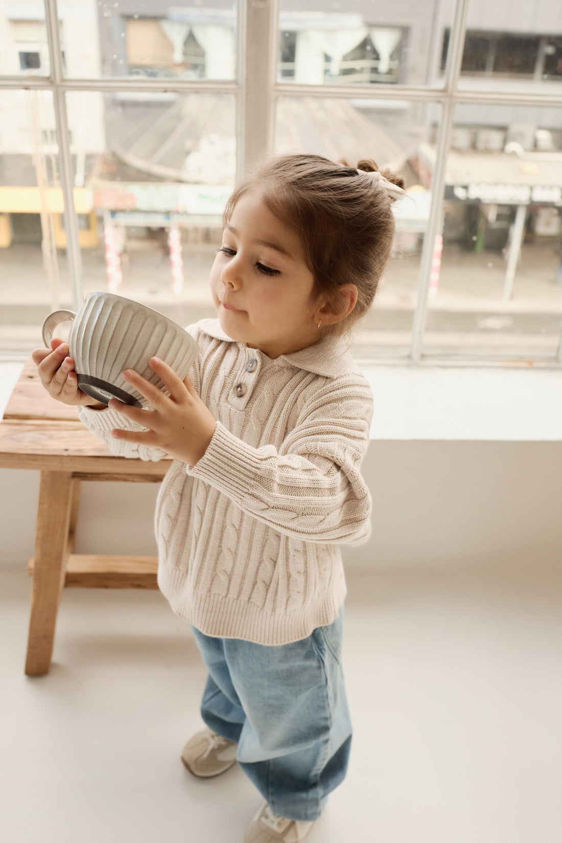 Wade Knitted Jumper - Cloud Childrens Hat from Jamie Kay Australia