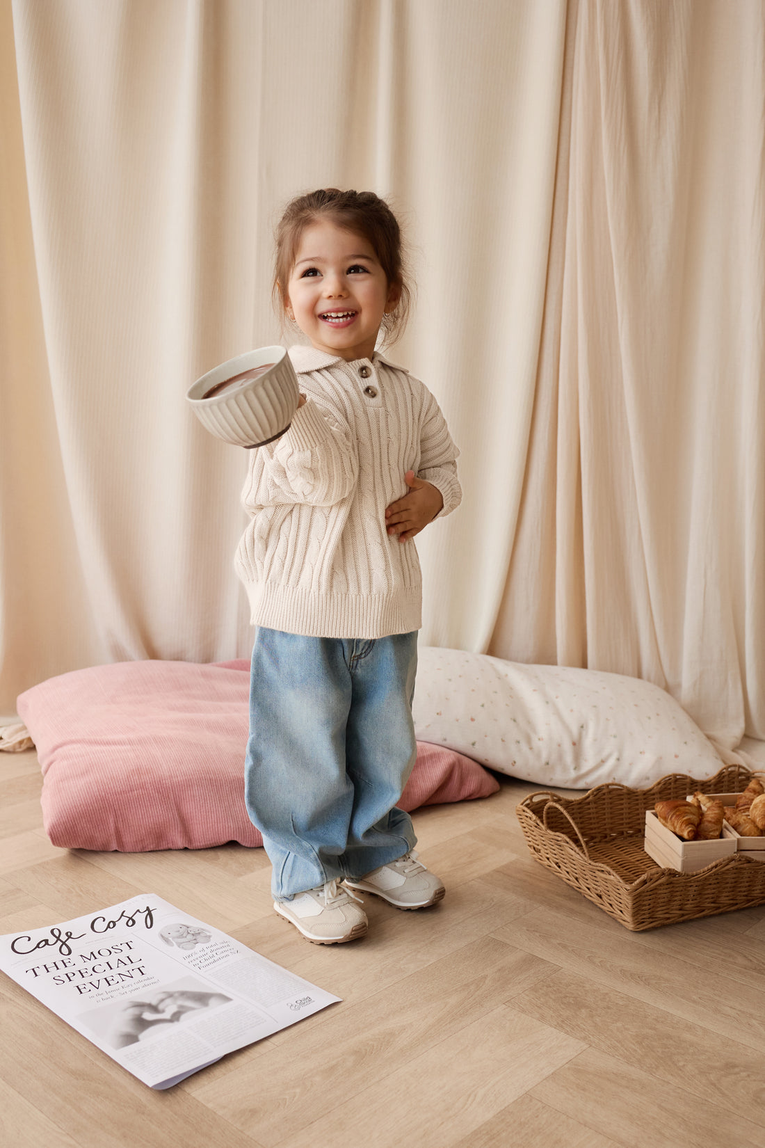 Wade Knitted Jumper - Cloud Childrens Hat from Jamie Kay Australia