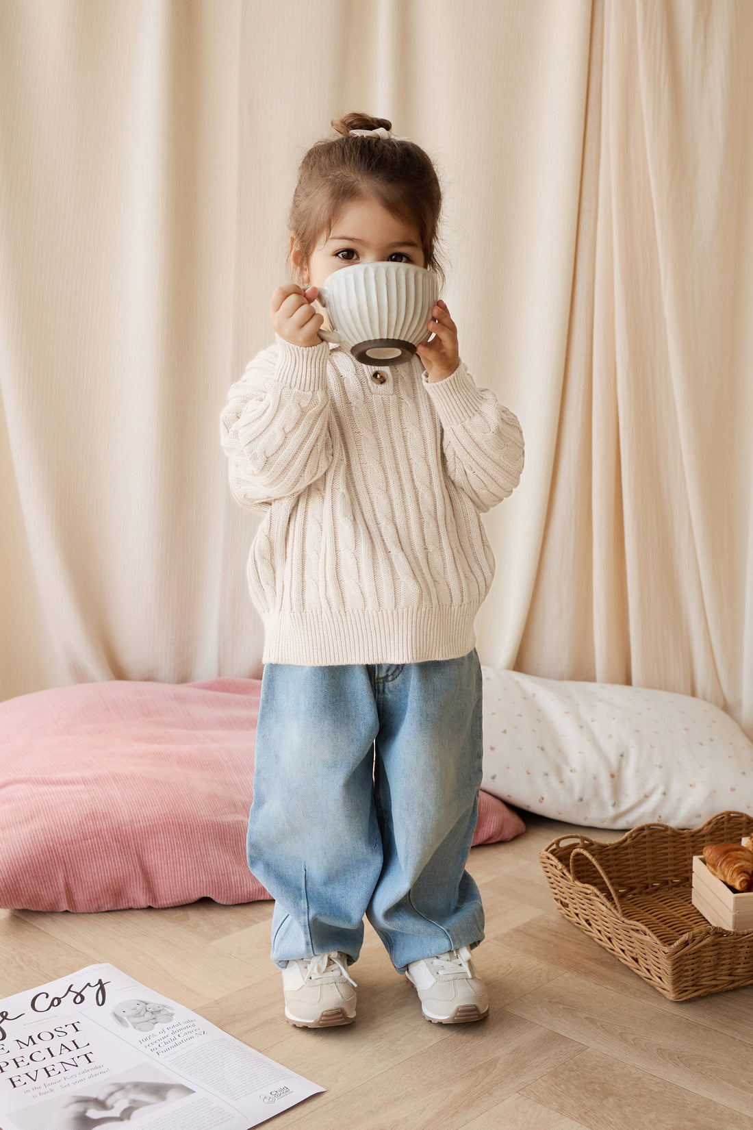 Wade Knitted Jumper - Cloud Childrens Hat from Jamie Kay Australia