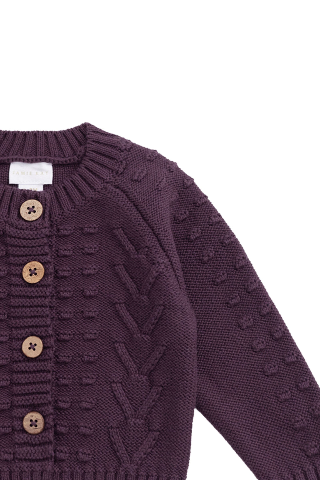 Cable Knit Cardigan - Blackberry Childrens Cardigan from Jamie Kay Australia