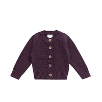 Cable Knit Cardigan - Blackberry Childrens Cardigan from Jamie Kay Australia