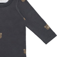 Organic Cotton Fernley Bodysuit - Bobbie Bears Black Oyster Childrens Bodysuit from Jamie Kay Australia