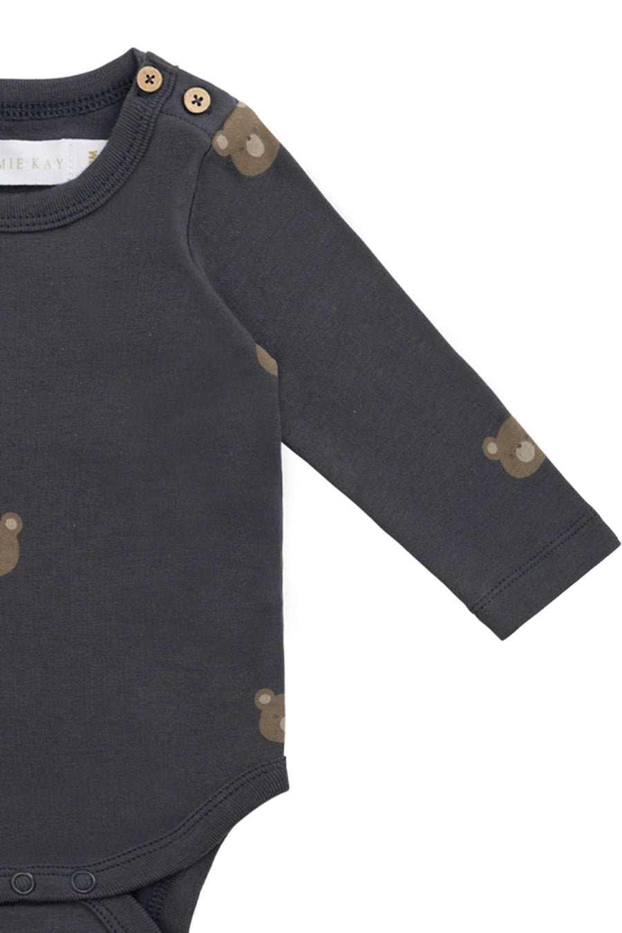 Organic Cotton Fernley Bodysuit - Bobbie Bears Black Oyster Childrens Bodysuit from Jamie Kay Australia