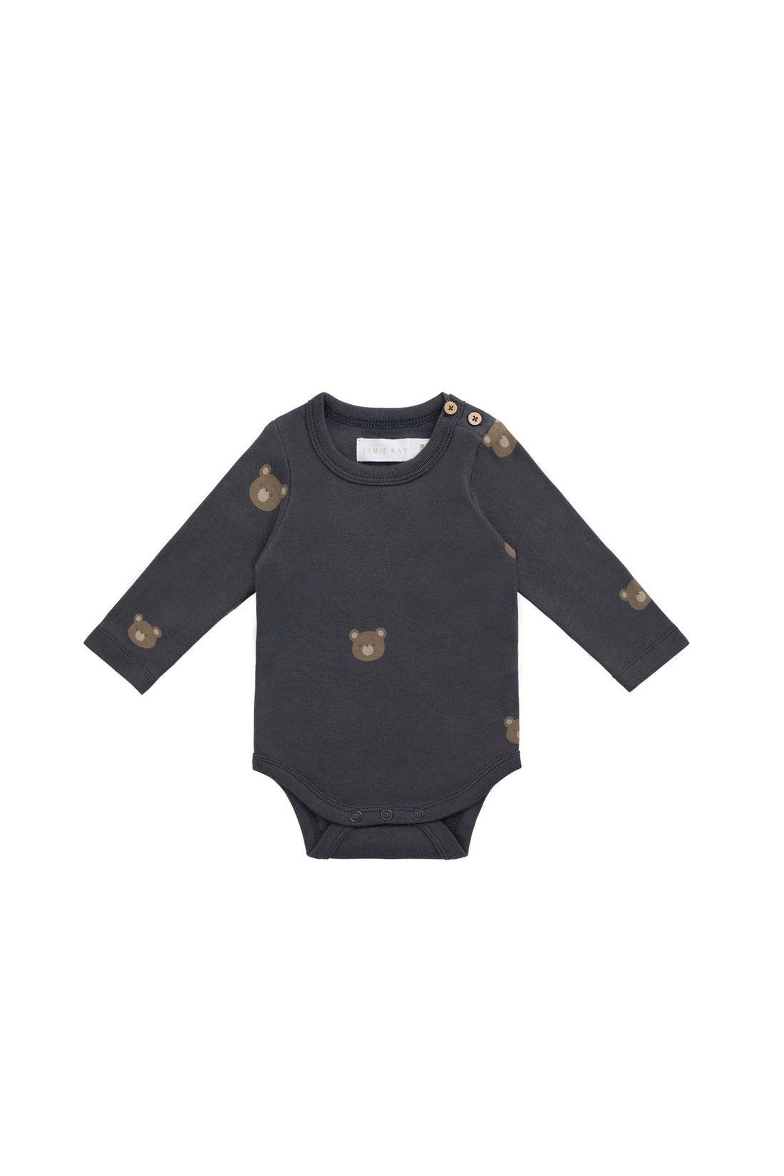 Organic Cotton Fernley Bodysuit - Bobbie Bears Black Oyster Childrens Bodysuit from Jamie Kay Australia