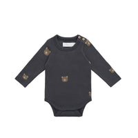 Organic Cotton Fernley Bodysuit - Bobbie Bears Black Oyster Childrens Bodysuit from Jamie Kay Australia