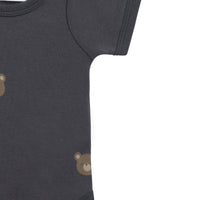 Organic Cotton Hudson Short Sleeve Bodysuit - Bobbie Bears Black Oyster Childrens Bodysuit from Jamie Kay Australia