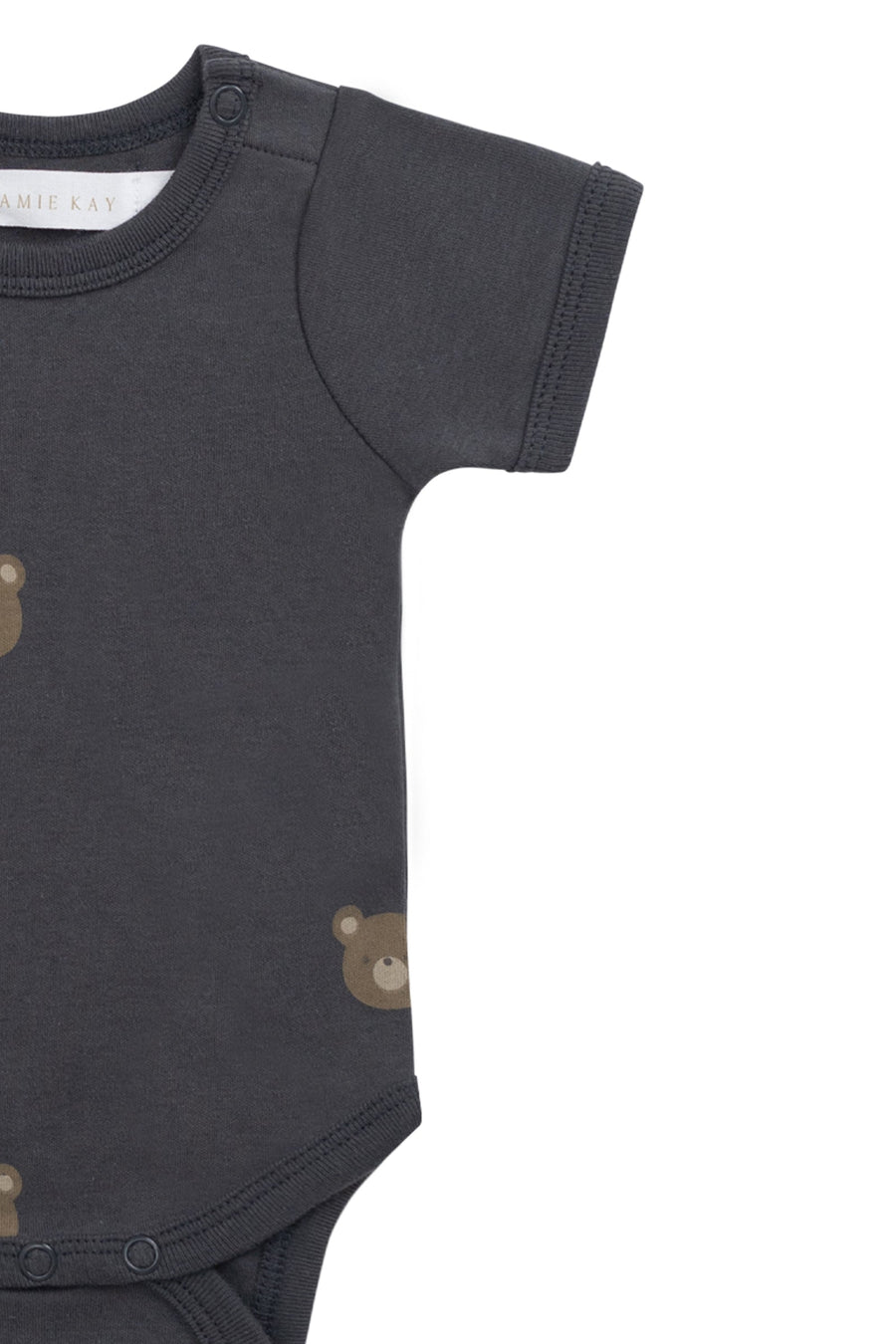 Organic Cotton Hudson Short Sleeve Bodysuit - Bobbie Bears Black Oyster Childrens Bodysuit from Jamie Kay Australia