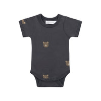 Organic Cotton Hudson Short Sleeve Bodysuit - Bobbie Bears Black Oyster Childrens Bodysuit from Jamie Kay Australia