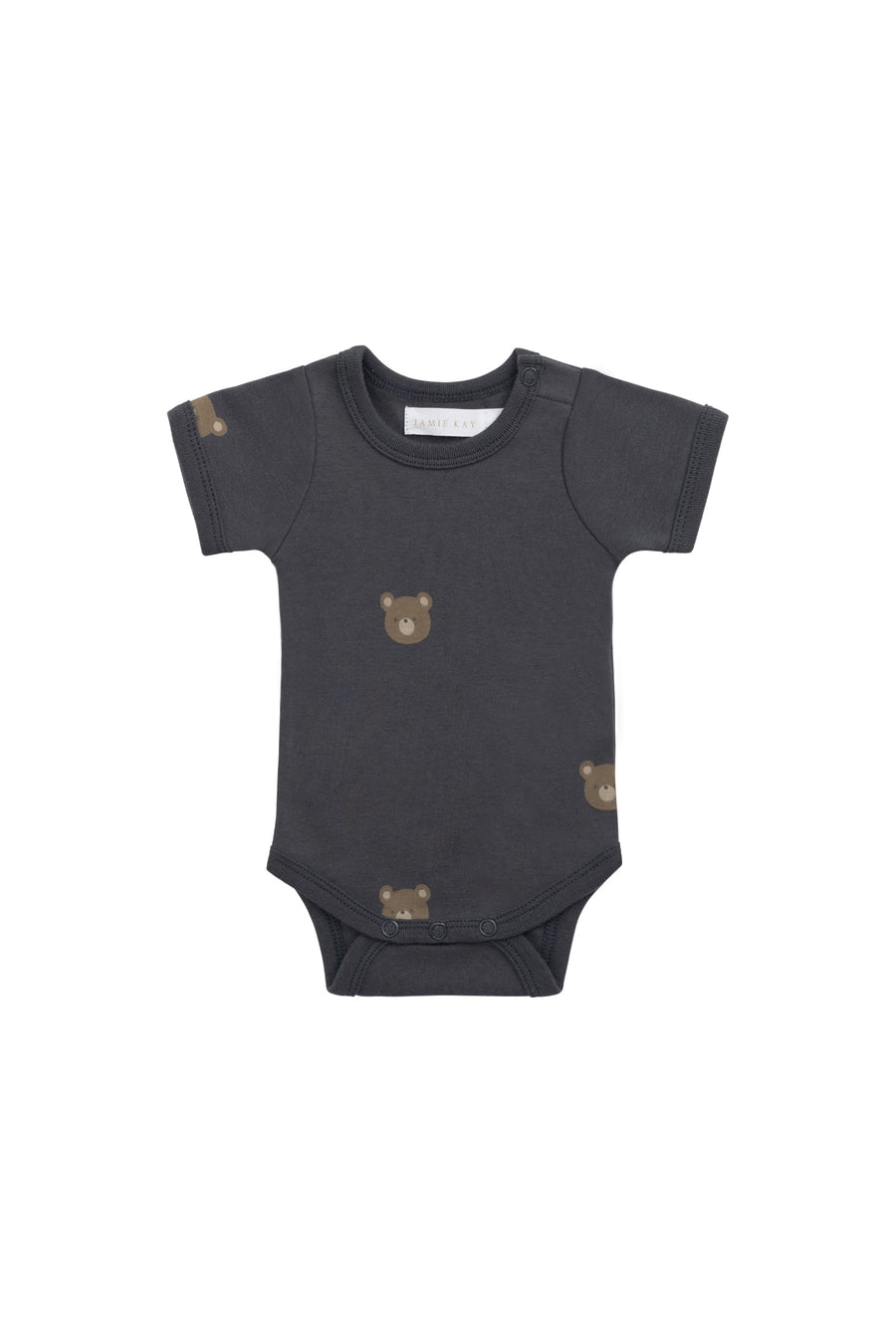 Organic Cotton Hudson Short Sleeve Bodysuit - Bobbie Bears Black Oyster Childrens Bodysuit from Jamie Kay Australia