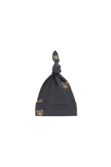 Organic Cotton Knot Beanie - Bobbie Bears Black Oyster Childrens Beanie from Jamie Kay Australia