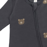 Organic Cotton Reese Zip Onepiece - Bobbie Bears Black Oyster Childrens Onepiece from Jamie Kay Australia