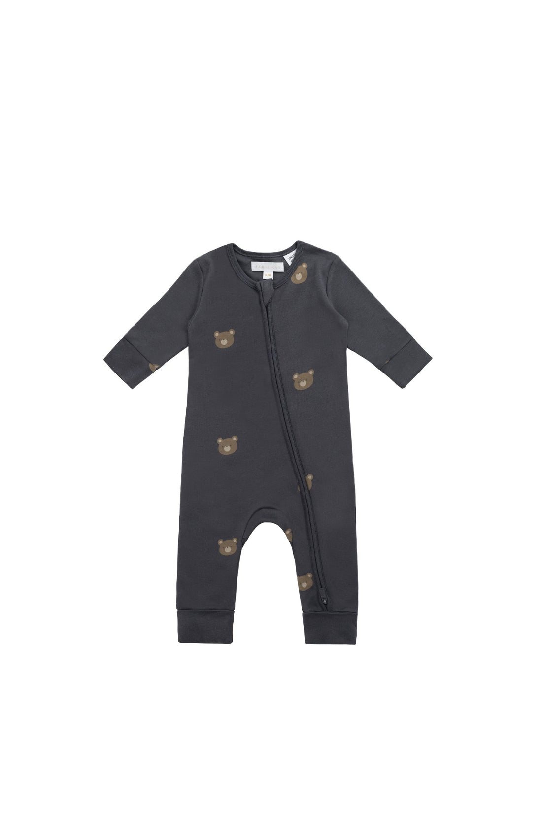 Organic Cotton Reese Zip Onepiece - Bobbie Bears Black Oyster Childrens Onepiece from Jamie Kay Australia