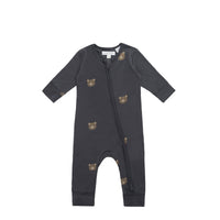 Organic Cotton Reese Zip Onepiece - Bobbie Bears Black Oyster Childrens Onepiece from Jamie Kay Australia