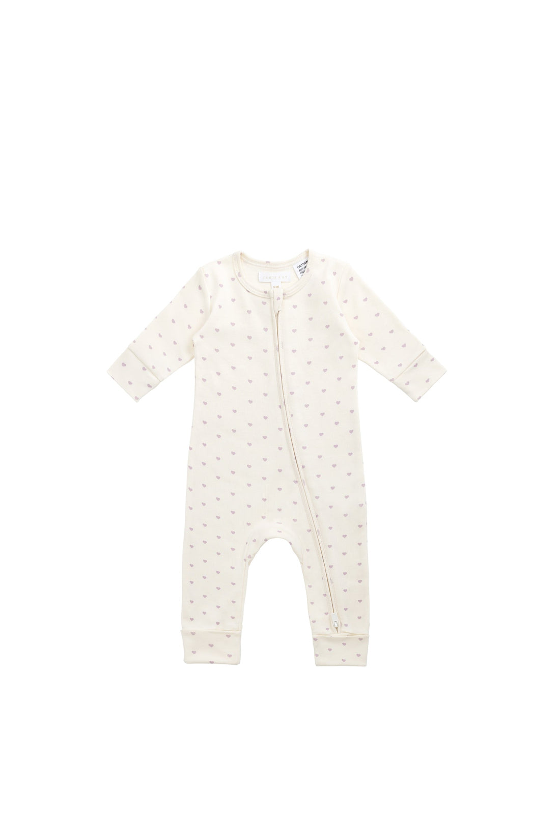 Organic Cotton Reese Zip Onepiece - Mon Amour Vintage Violet Childrens Pyjama from Jamie Kay Australia