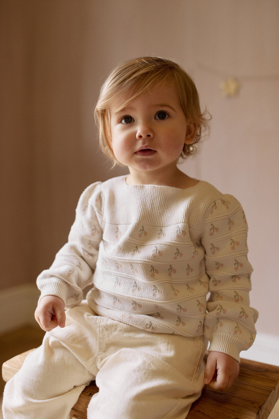 Cherry Love Jumper - Cherry Love Jacquard Egret Childrens Dress from Jamie Kay Australia