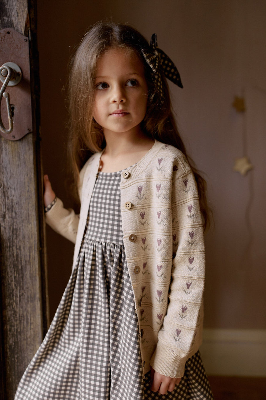 Penny Knitted Cardigan - Penny Flower Jacquard Childrens Cardigan from Jamie Kay Australia