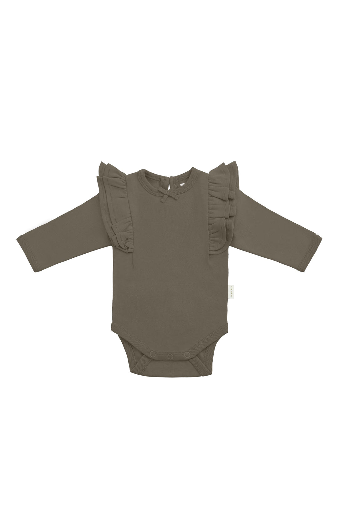 Organic Cotton Maddie Long Sleeve Bodysuit - Deep Olive Childrens Bodysuit from Jamie Kay Australia