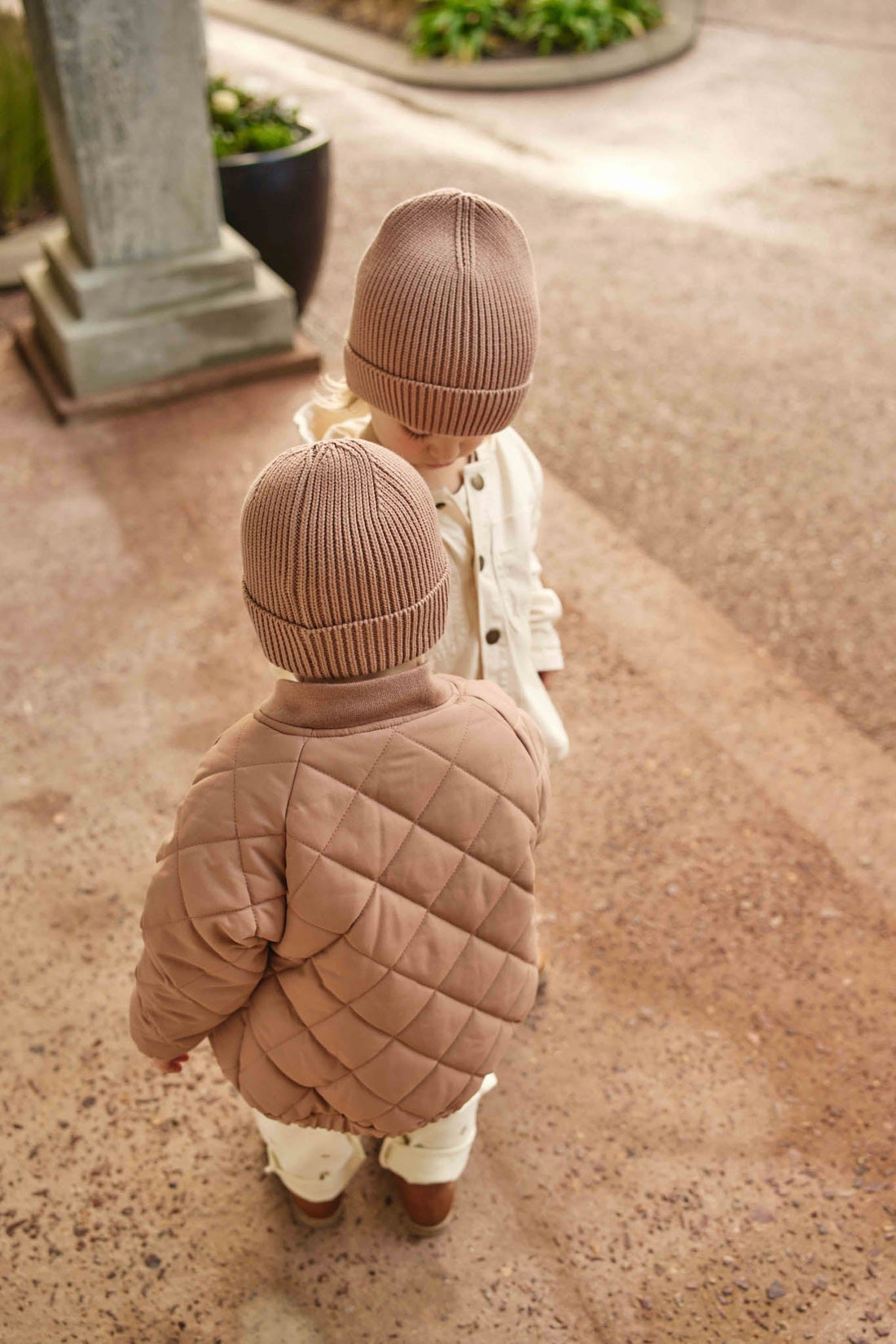 Leon Knitted Beanie - Pale Terracotta Childrens Hat from Jamie Kay Australia