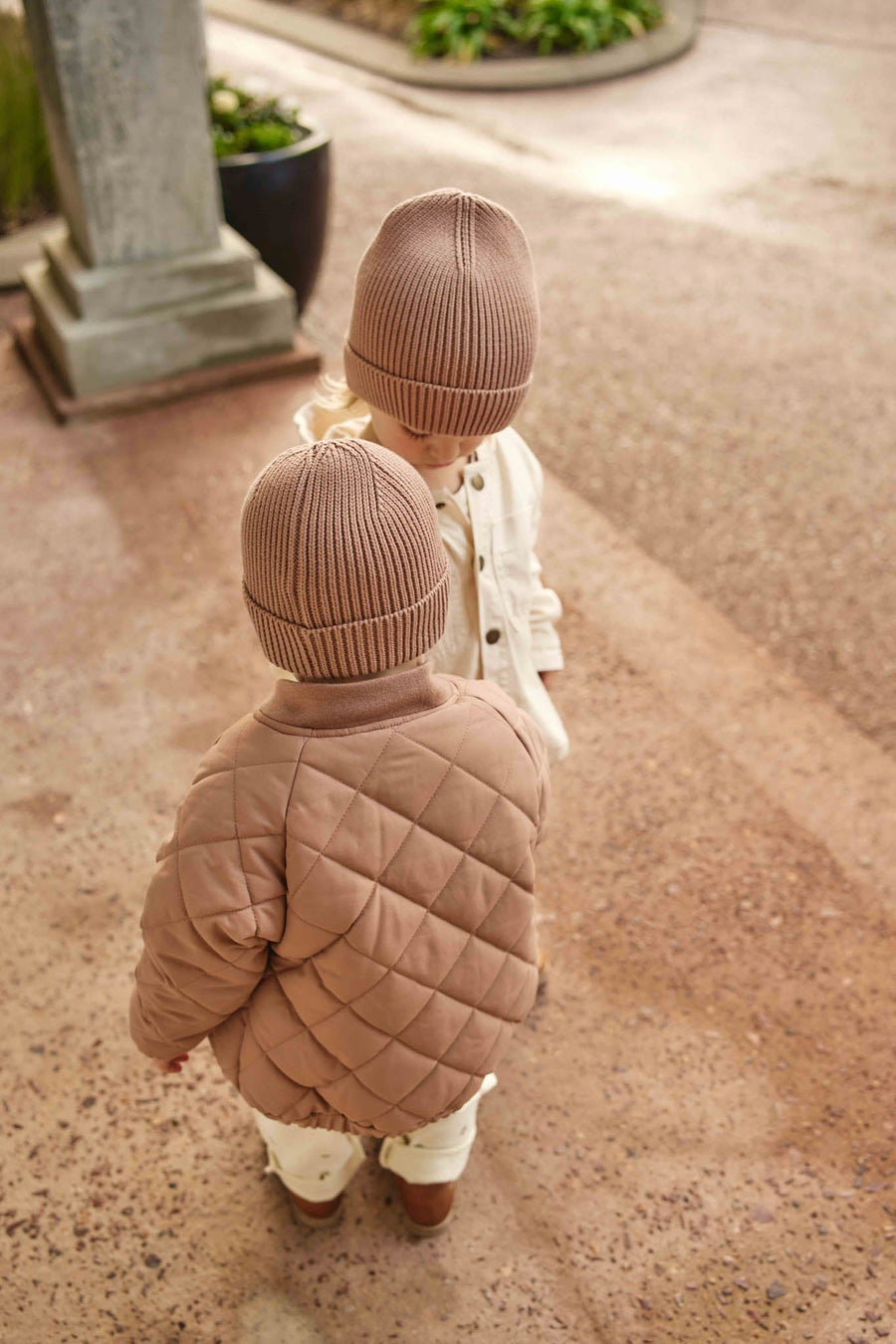 Leon Knitted Beanie - Pale Terracotta Childrens Hat from Jamie Kay Australia