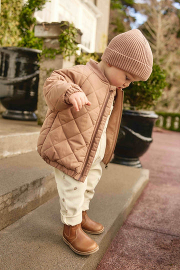 Leon Knitted Beanie - Pale Terracotta Childrens Hat from Jamie Kay Australia