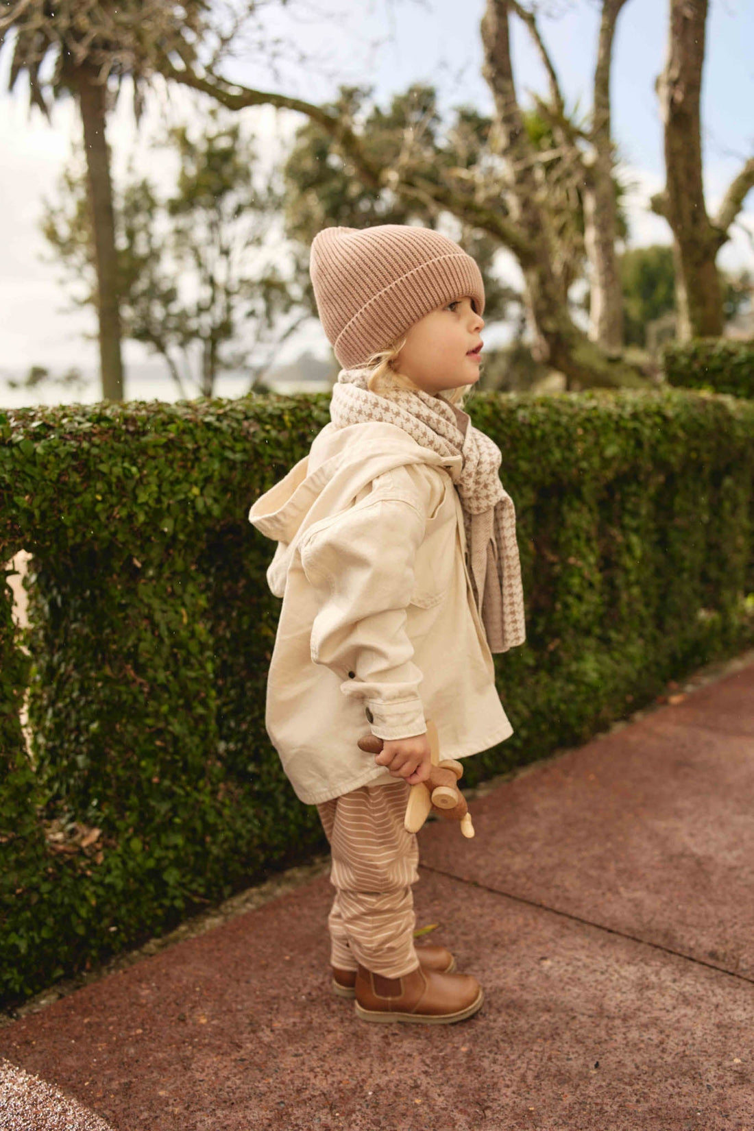 Leon Knitted Beanie - Pale Terracotta Childrens Hat from Jamie Kay Australia