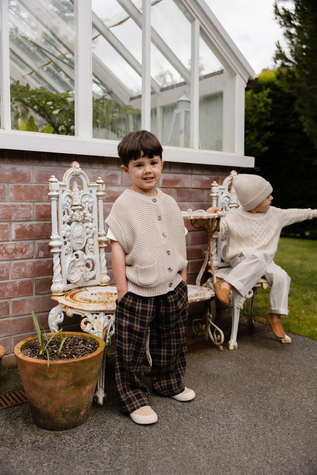 Organic Cotton Kenji Pant-Woodland Check Childrens Pant from Jamie Kay Australia