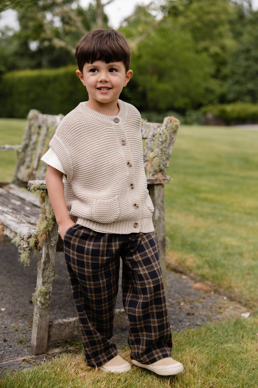 Organic Cotton Kenji Pant-Woodland Check Childrens Pant from Jamie Kay Australia